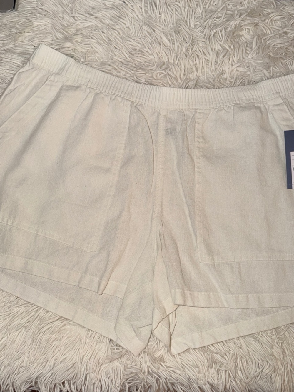 Universal Thread Cream Elastic-Waist Linen-Blend Casual Shorts